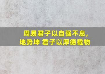 周易君子以自强不息,地势坤 君子以厚德载物